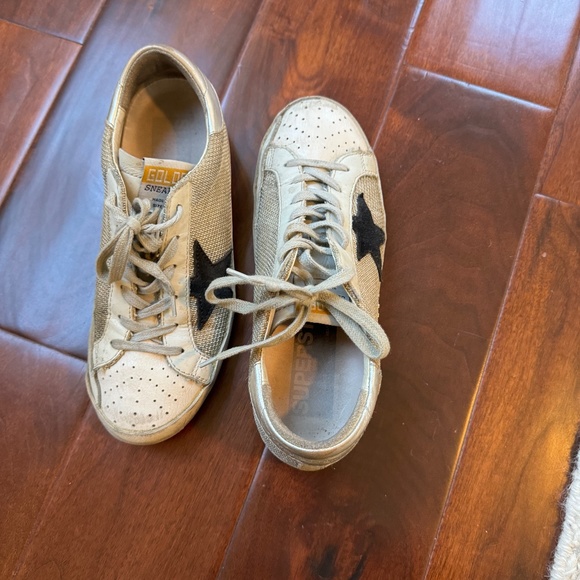 Golden Goose Distressed Off White Mesh SuperStar Sneakers - Picture 3 of 4